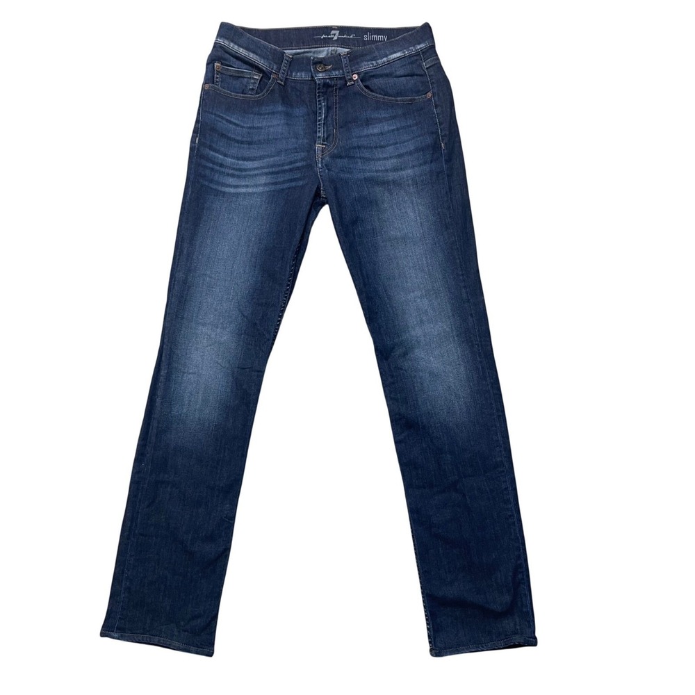 7 For All Mankind Slimmy Dark Wash Jeans Size 32 Blue Quiet Luxury Denim